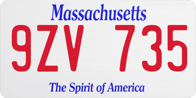 MA license plate 9ZV735