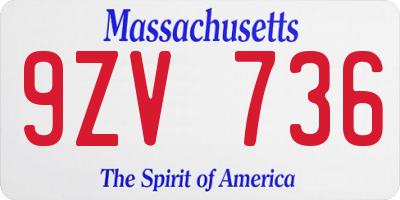 MA license plate 9ZV736