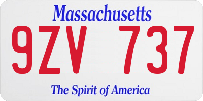 MA license plate 9ZV737