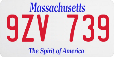 MA license plate 9ZV739