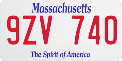 MA license plate 9ZV740