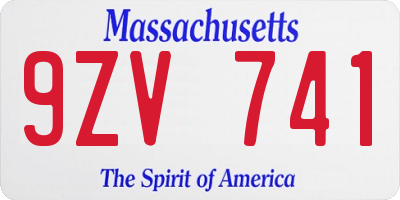 MA license plate 9ZV741