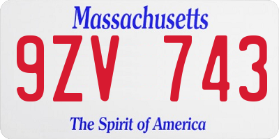 MA license plate 9ZV743