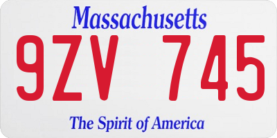 MA license plate 9ZV745