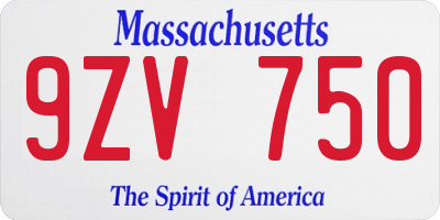 MA license plate 9ZV750