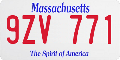 MA license plate 9ZV771