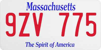 MA license plate 9ZV775