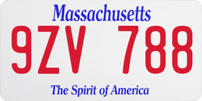 MA license plate 9ZV788