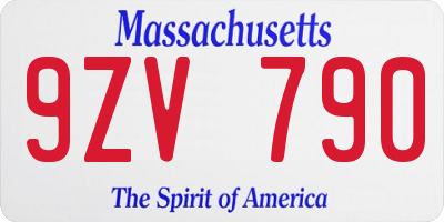 MA license plate 9ZV790