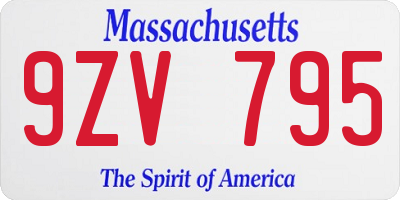 MA license plate 9ZV795