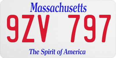 MA license plate 9ZV797