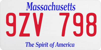 MA license plate 9ZV798