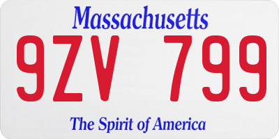 MA license plate 9ZV799