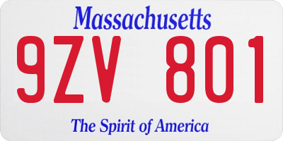 MA license plate 9ZV801