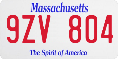 MA license plate 9ZV804