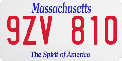 MA license plate 9ZV810