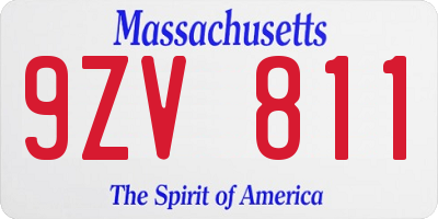 MA license plate 9ZV811