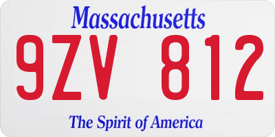 MA license plate 9ZV812