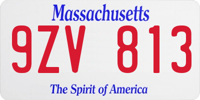 MA license plate 9ZV813