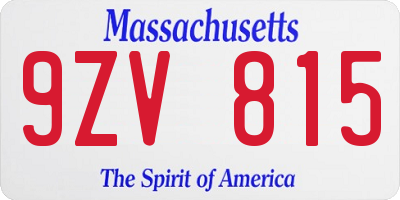 MA license plate 9ZV815