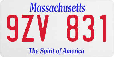 MA license plate 9ZV831