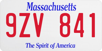 MA license plate 9ZV841