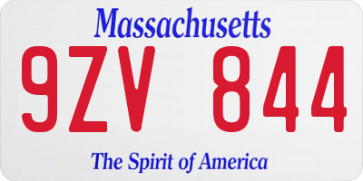 MA license plate 9ZV844