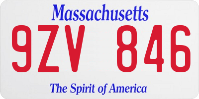 MA license plate 9ZV846