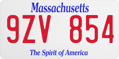 MA license plate 9ZV854