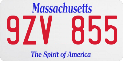 MA license plate 9ZV855