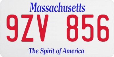 MA license plate 9ZV856