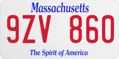 MA license plate 9ZV860