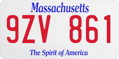 MA license plate 9ZV861