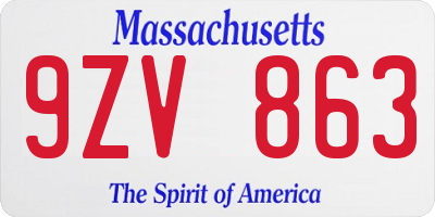 MA license plate 9ZV863