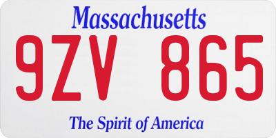 MA license plate 9ZV865