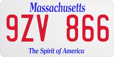 MA license plate 9ZV866