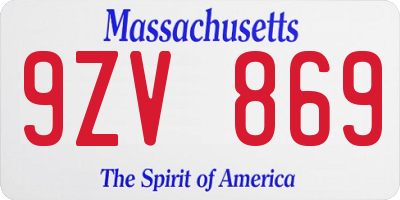 MA license plate 9ZV869