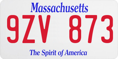 MA license plate 9ZV873