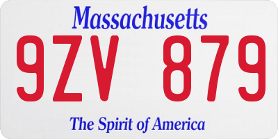 MA license plate 9ZV879