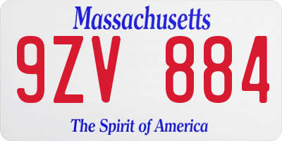 MA license plate 9ZV884