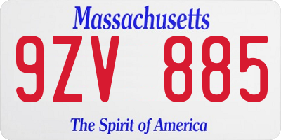 MA license plate 9ZV885