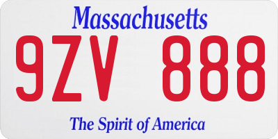 MA license plate 9ZV888