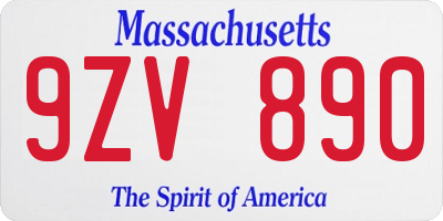 MA license plate 9ZV890
