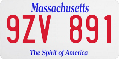 MA license plate 9ZV891