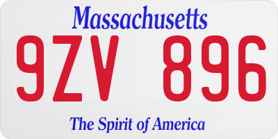 MA license plate 9ZV896