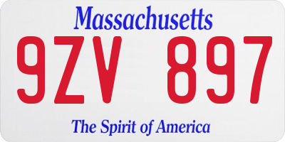 MA license plate 9ZV897