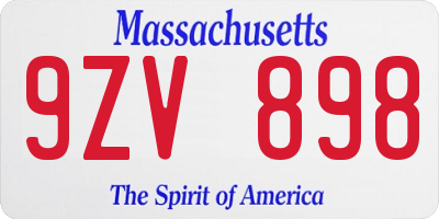 MA license plate 9ZV898