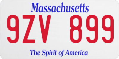 MA license plate 9ZV899