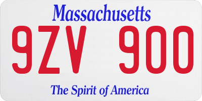 MA license plate 9ZV900