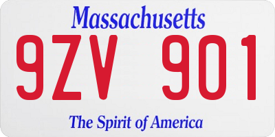 MA license plate 9ZV901